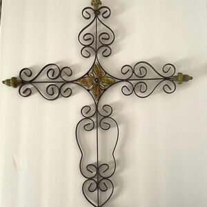 Decorative Scrolled metal Wall Cross with beautiful embellishments. Beautiful!